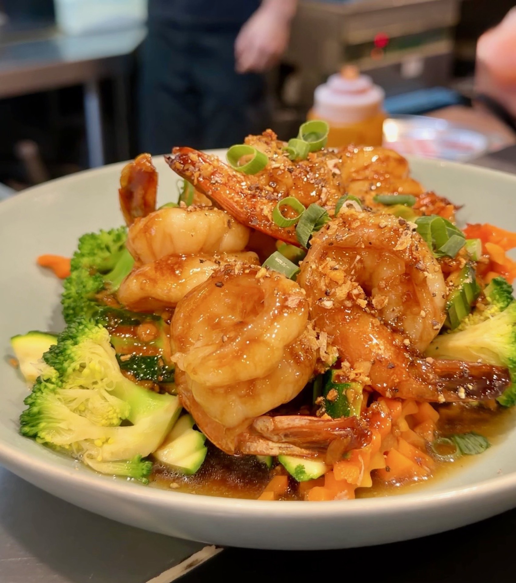 Garlic and pepper chicken and prawn